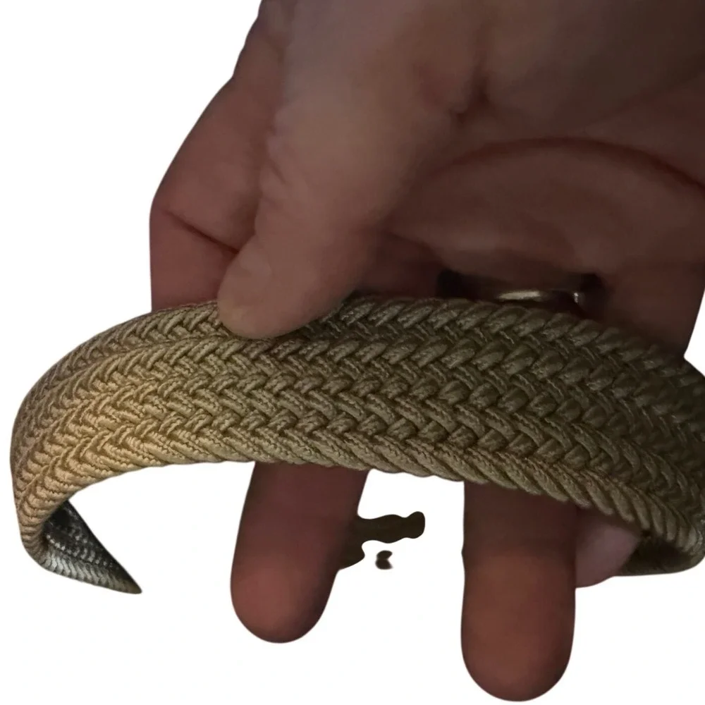 Unbranded Tan Braided Elastic Stretch Belt‎ Gold Tone Buckle Woven xl Size